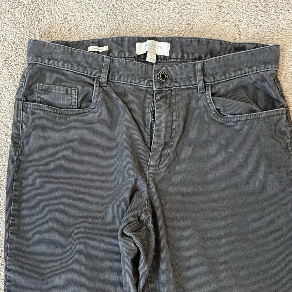 Talbots Signature Boot Cut Gray Cotton Corduroy Jeans Pants Women’s Size 8